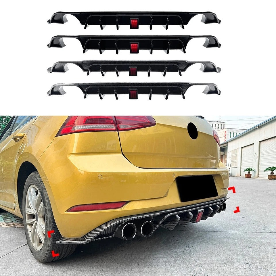 For VW Golf GTI GTD TSI TDI MK7.5 TCR Style Rear Diffuser Kit W/LED