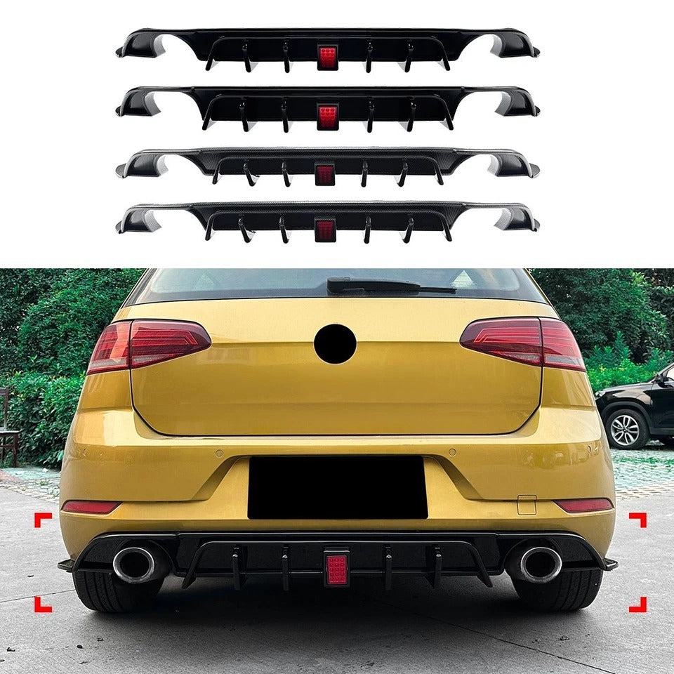 For VW Golf GTI GTD TSI TDI MK7.5 TCR Style Rear Diffuser Kit W/LED