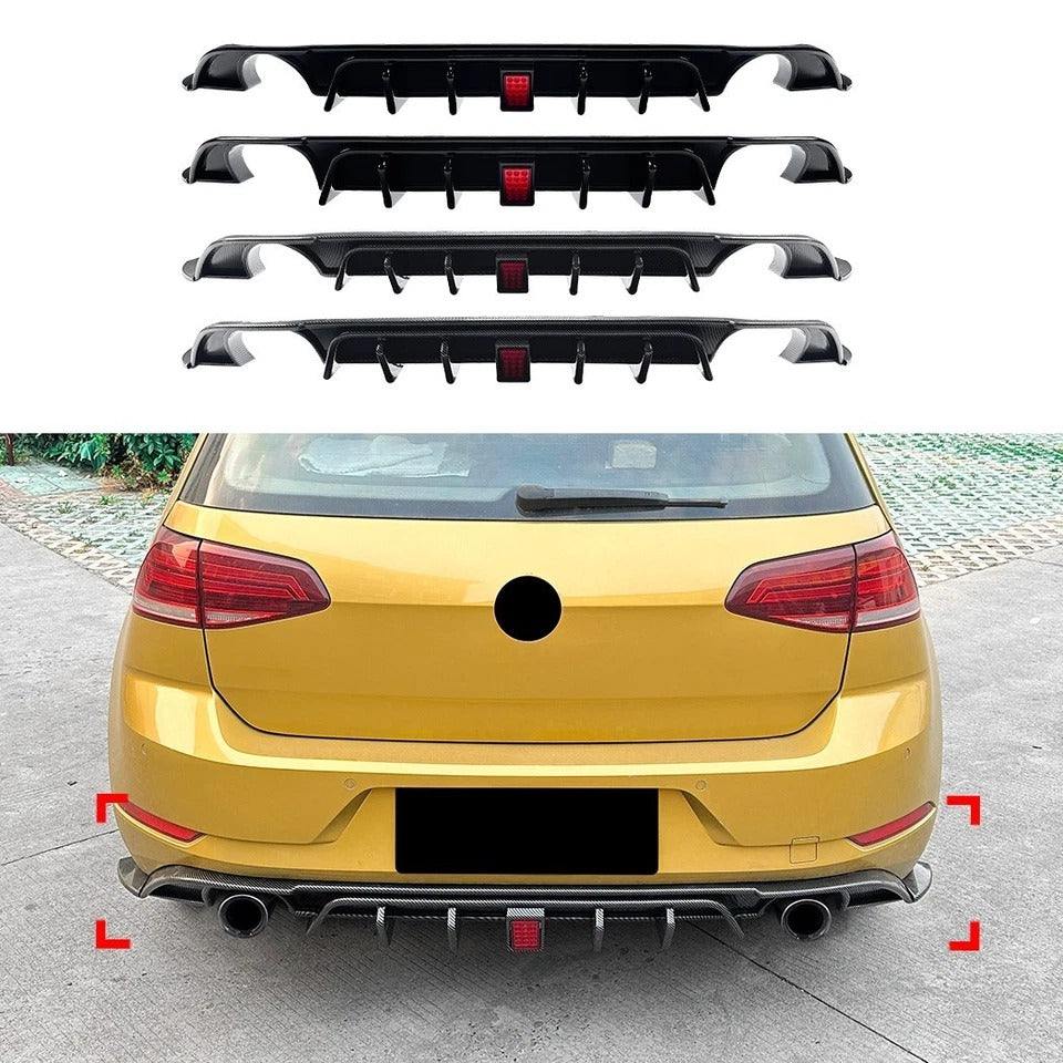 For VW Golf GTI GTD TSI TDI MK7.5 TCR Style Rear Diffuser Kit W/LED