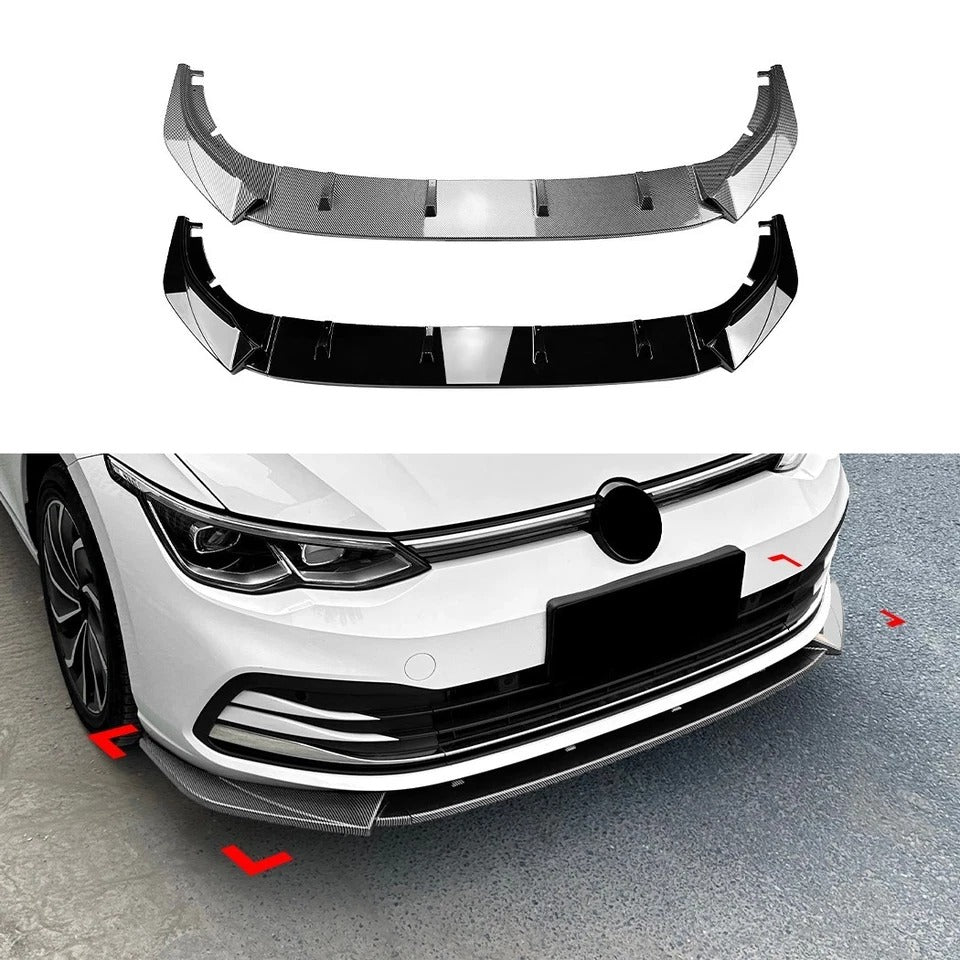 For VW Golf MK8 GTI GTD R Line Gloss Black Front Splitter Body Kit 2020+