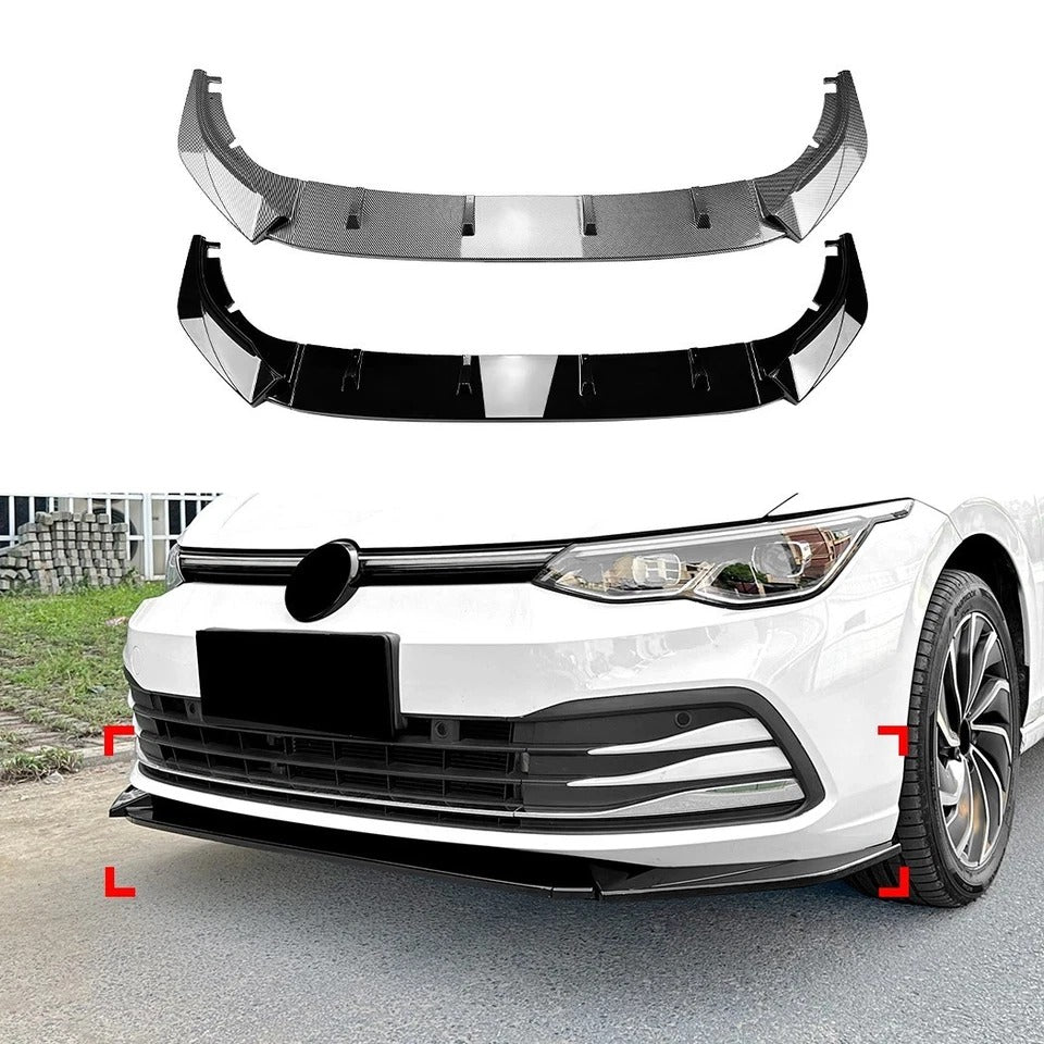 For VW Golf MK8 GTI GTD R Line Gloss Black Front Splitter Body Kit 2020+