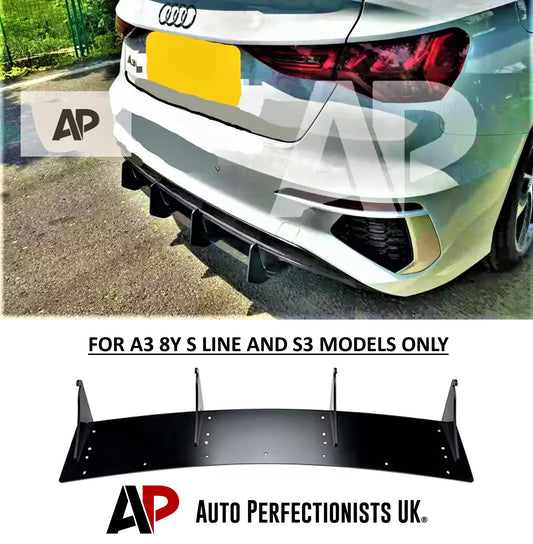 Audi A3 S Line S3 8Y Saloon Rear Diffuser 2020-2024 Gloss Black
