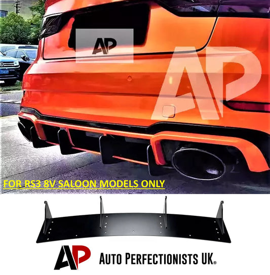 Audi RS3 Saloon 8V Rear Blade Style Diffuser 2017-2020 Gloss Black