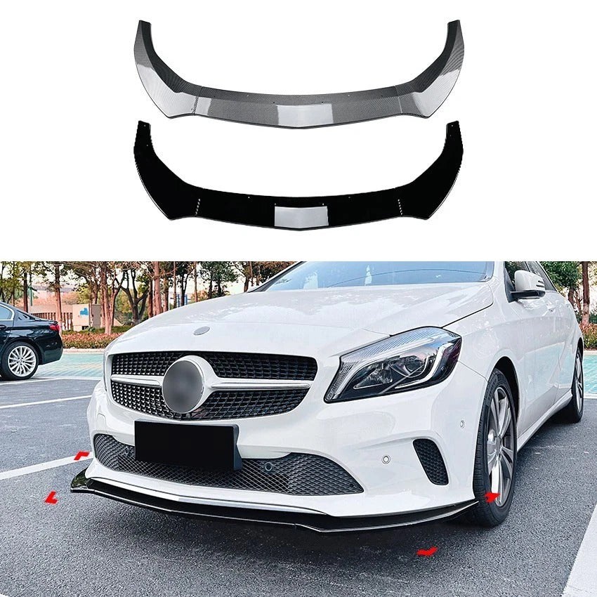 For Mercedes A Class W176 NON AMG Line Gloss Black Front Splitter Lip Facelift 16-18