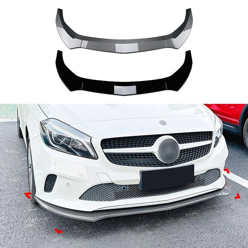 For Mercedes A Class W176 NON AMG Line Gloss Black Front Splitter Lip Facelift 16-18