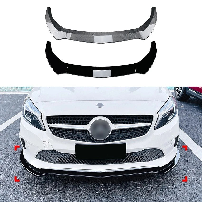 For Mercedes A Class W176 NON AMG Line Gloss Black Front Splitter Lip Facelift 16-18
