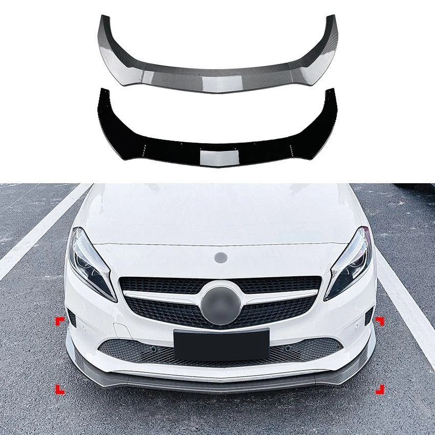 For Mercedes A Class W176 NON AMG Line Gloss Black Front Splitter Lip Facelift 16-18