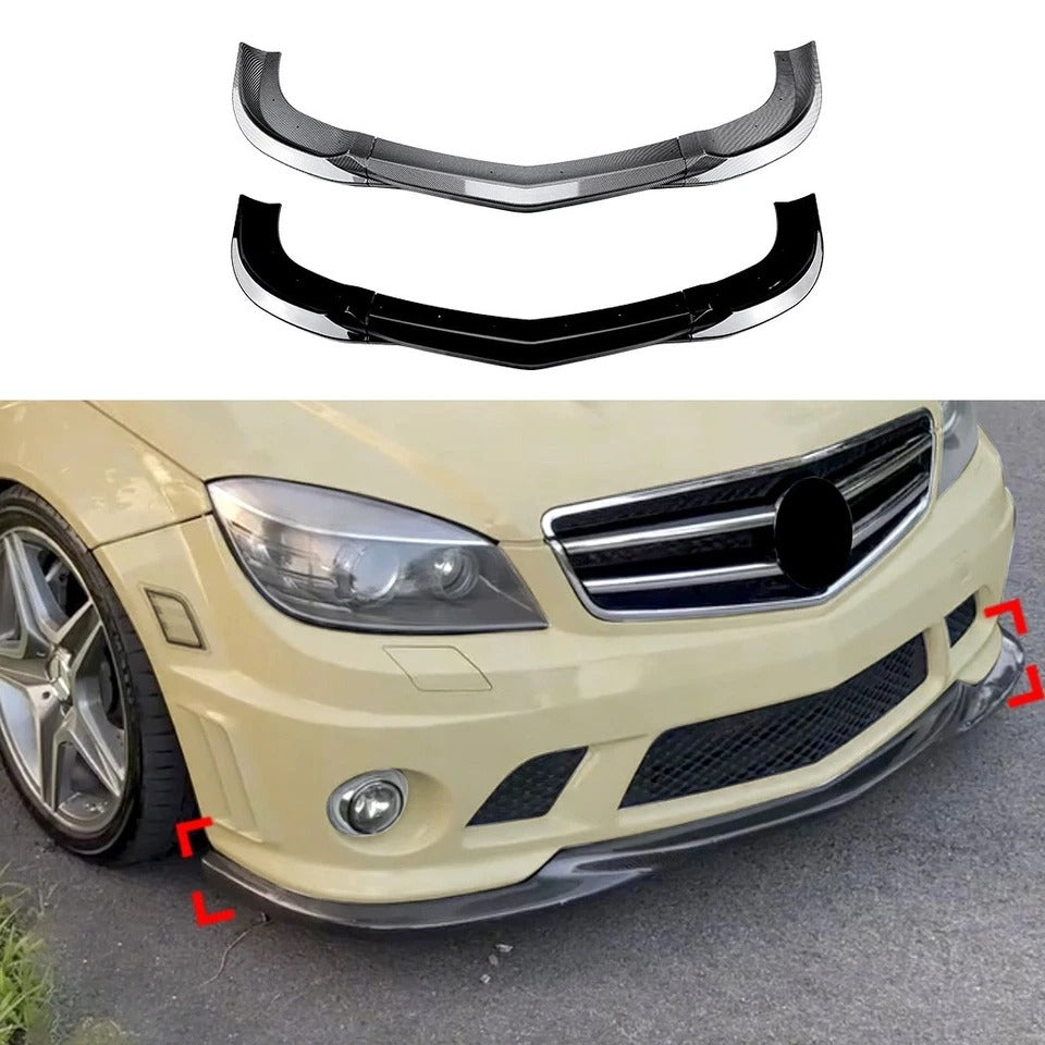 For Mercedes C63 AMG W204 Prefacelift Gloss Black Front Splitter 2007-10