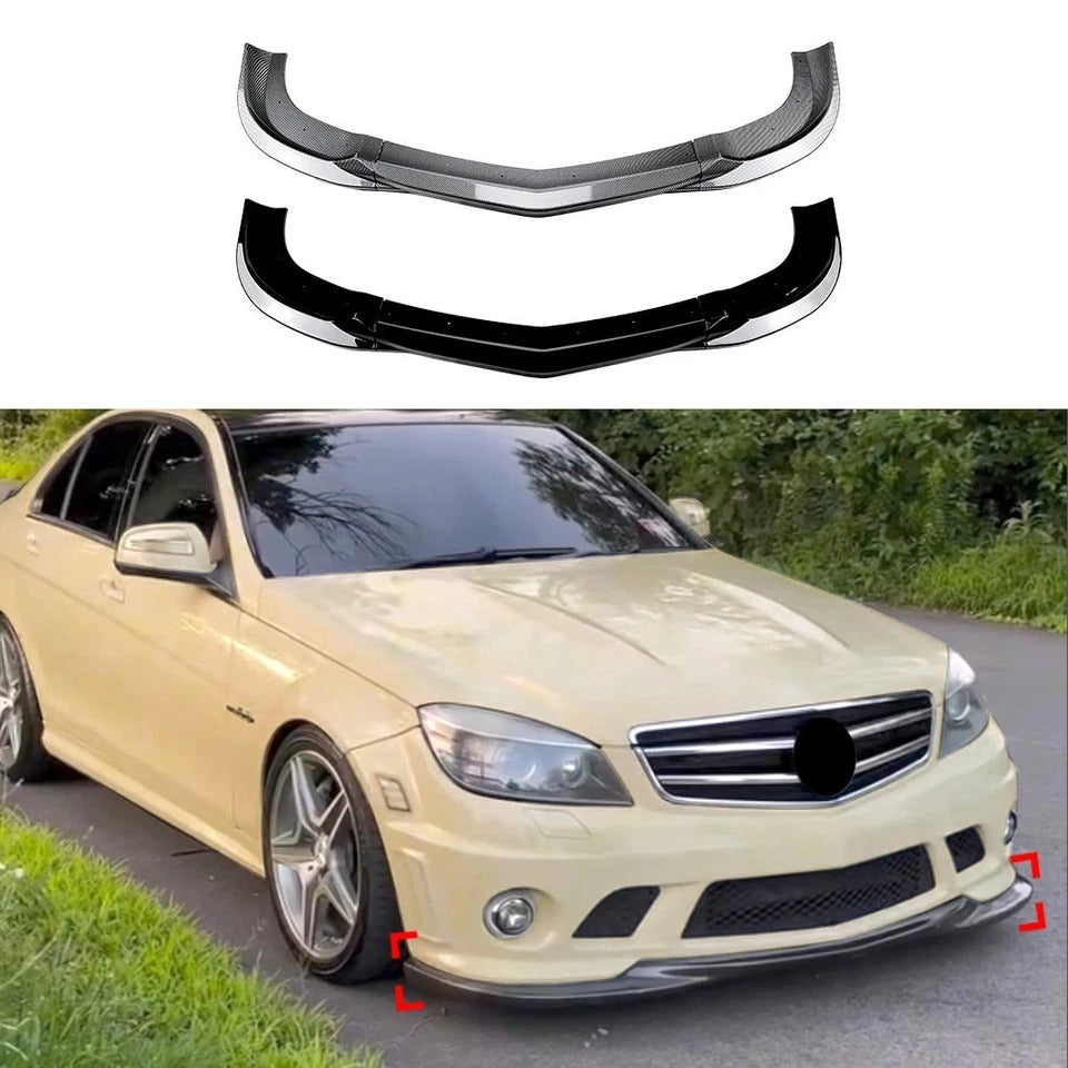 For Mercedes C63 AMG W204 Prefacelift Gloss Black Front Splitter 2007-10