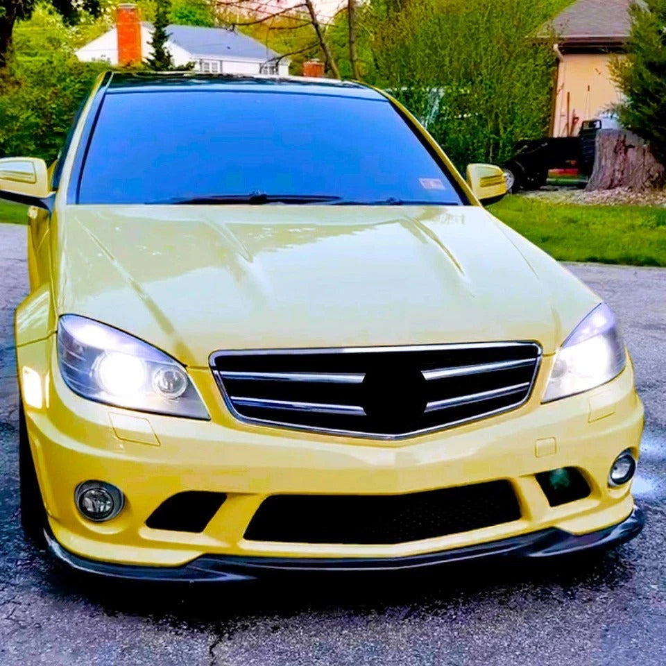For Mercedes C63 AMG W204 Prefacelift Gloss Black Front Splitter 2007-10