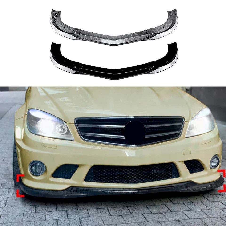 For Mercedes C63 AMG W204 Prefacelift Gloss Black Front Splitter 2007-10