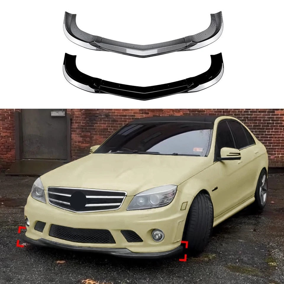 For Mercedes C63 AMG W204 Prefacelift Gloss Black Front Splitter 2007-10