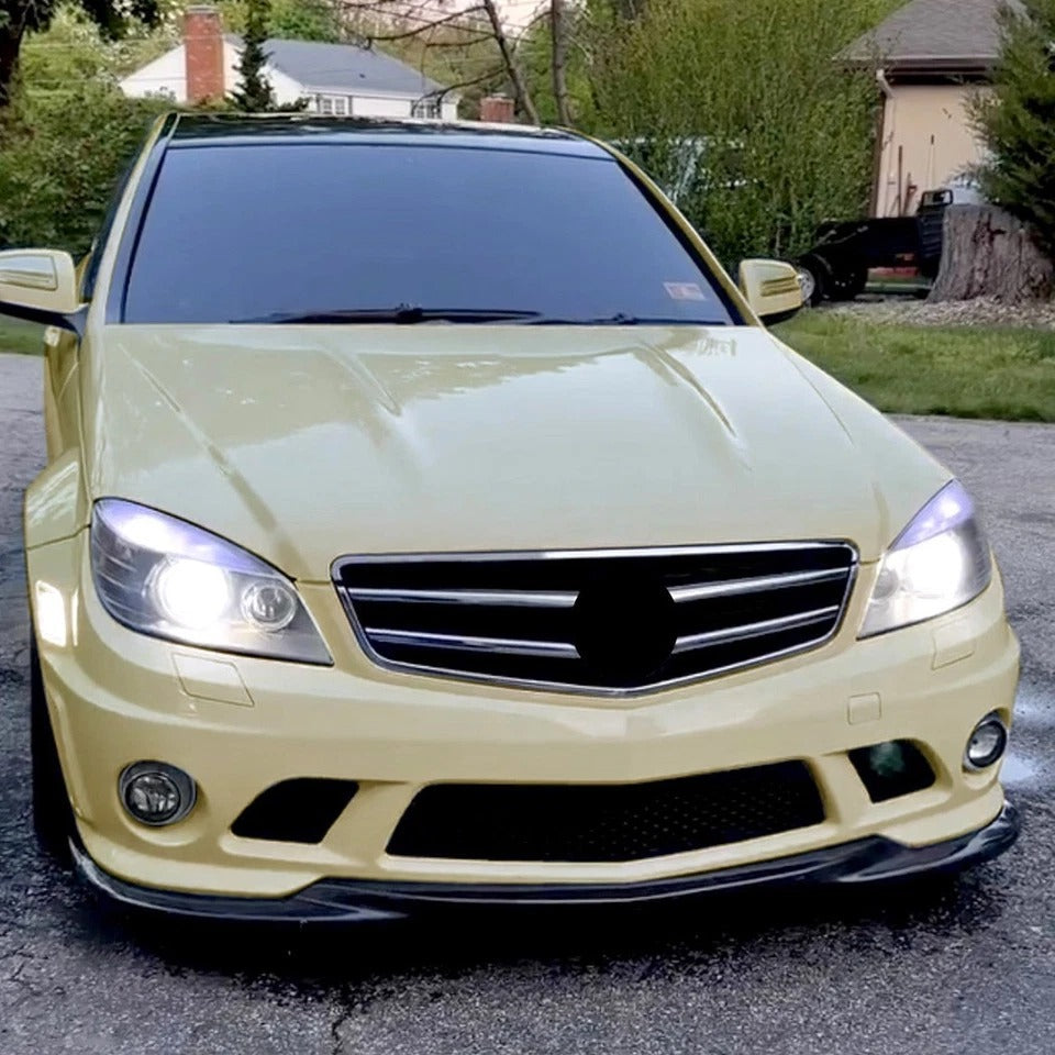 For Mercedes C63 AMG W204 Prefacelift Gloss Black Front Splitter 2007-10