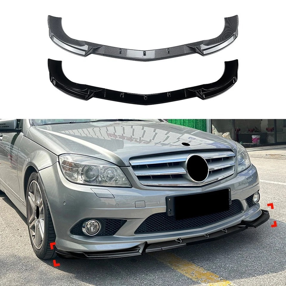 For Mercedes C Class W204 AMG Line Gloss Black Front Splitter Spoiler Lip 2007-2010