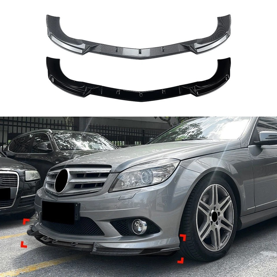 For Mercedes C Class W204 AMG Line Gloss Black Front Splitter Spoiler Lip 2007-2010