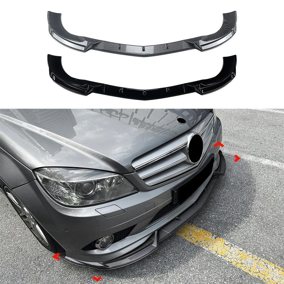 For Mercedes C Class W204 AMG Line Gloss Black Front Splitter Spoiler Lip 2007-2010