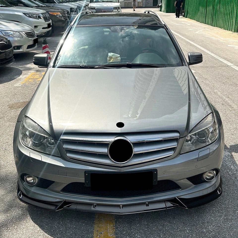For Mercedes C Class W204 AMG Line Gloss Black Front Splitter Spoiler Lip 2007-2010