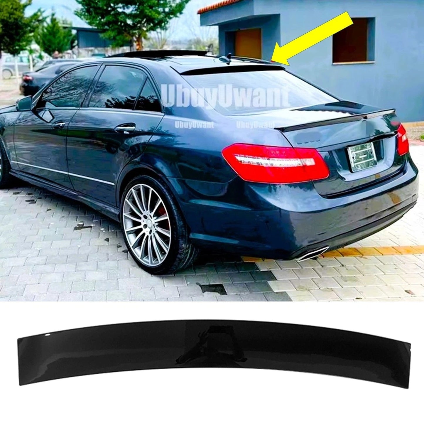 For Mercedes E Class W212 Gloss Black Rear Roof Spoiler Window Lip Wing Body Kit