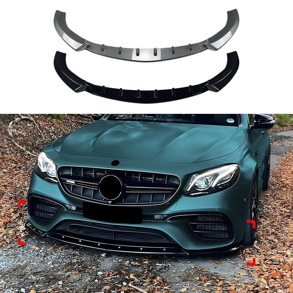 For Mercedes E63 AMG W213 Prefacelift Gloss Black Front Splitter 2016-20