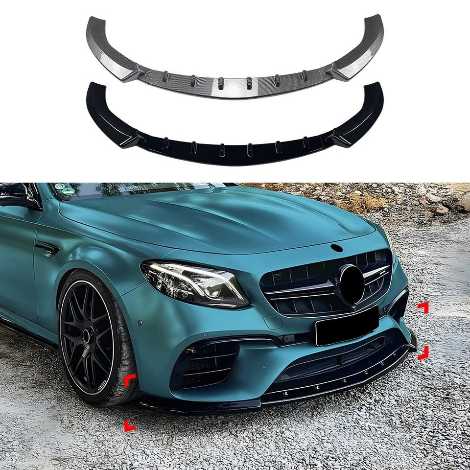 For Mercedes E63 AMG W213 Prefacelift Gloss Black Front Splitter 2016-20