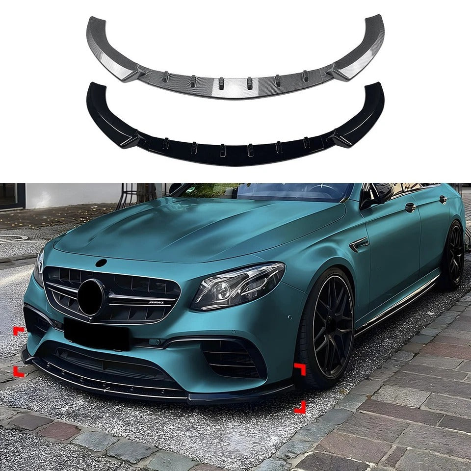 For Mercedes E63 AMG W213 Prefacelift Gloss Black Front Splitter 2016-20