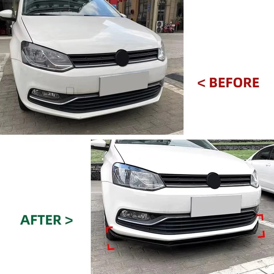 For VW Volkswagen Polo MK5 Front Splitter Lip 2009-2017 Gloss Black