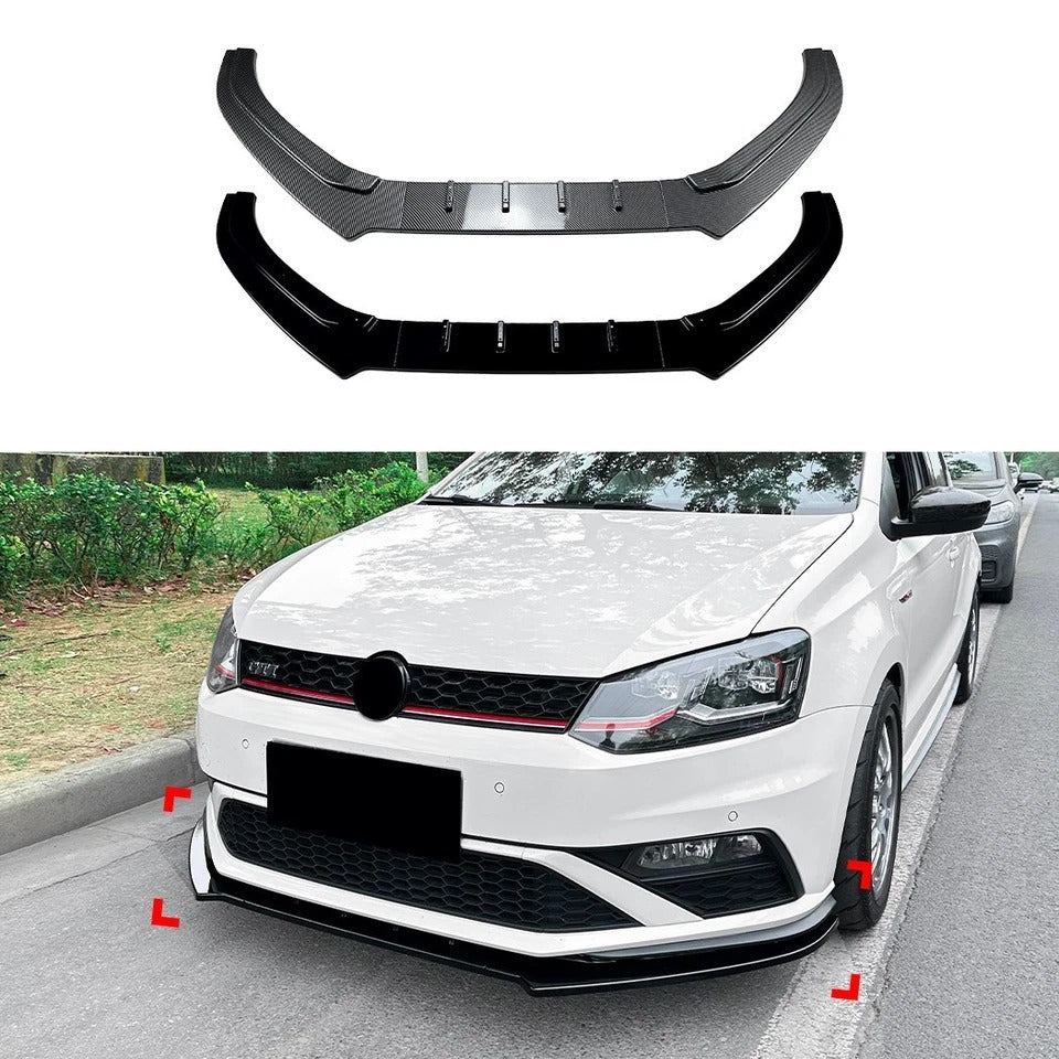 For VW Polo MK5 6C GTI Gloss Black Front Splitter Body Kit 2015-2018