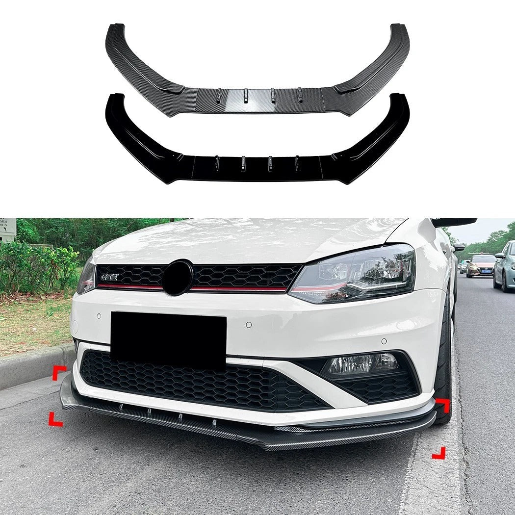 For VW Polo MK5 6C GTI Gloss Black Front Splitter Body Kit 2015-2018