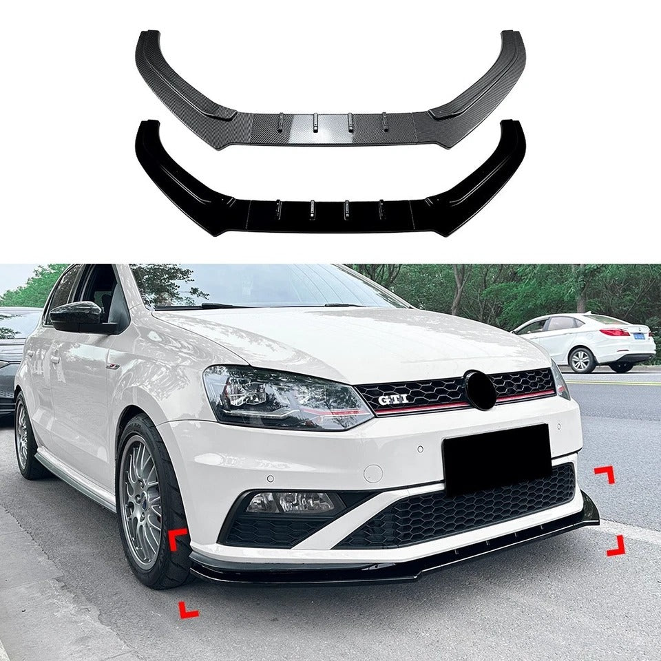 For VW Polo MK5 6C GTI Gloss Black Front Splitter Body Kit 2015-2018