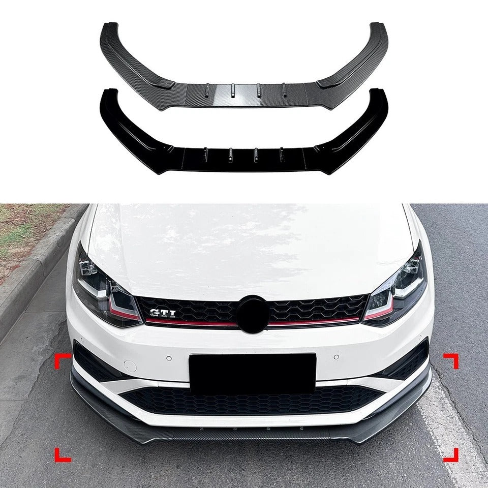 For VW Polo MK5 6C GTI Gloss Black Front Splitter Body Kit 2015-2018