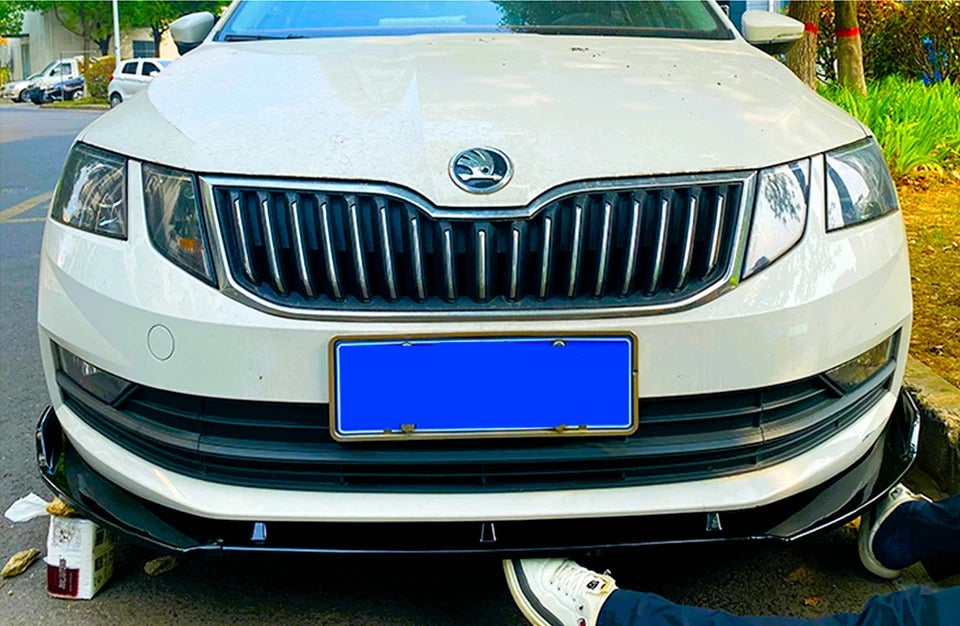 Skoda Octavia Gloss Black Front Splitter Spoiler Lip Wing Body Kit 2014-2018