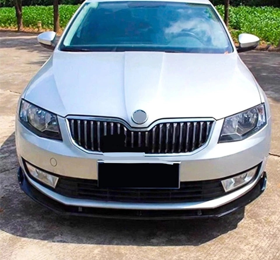 Skoda Octavia Gloss Black Front Splitter Spoiler Lip Wing Body Kit 2014-2018