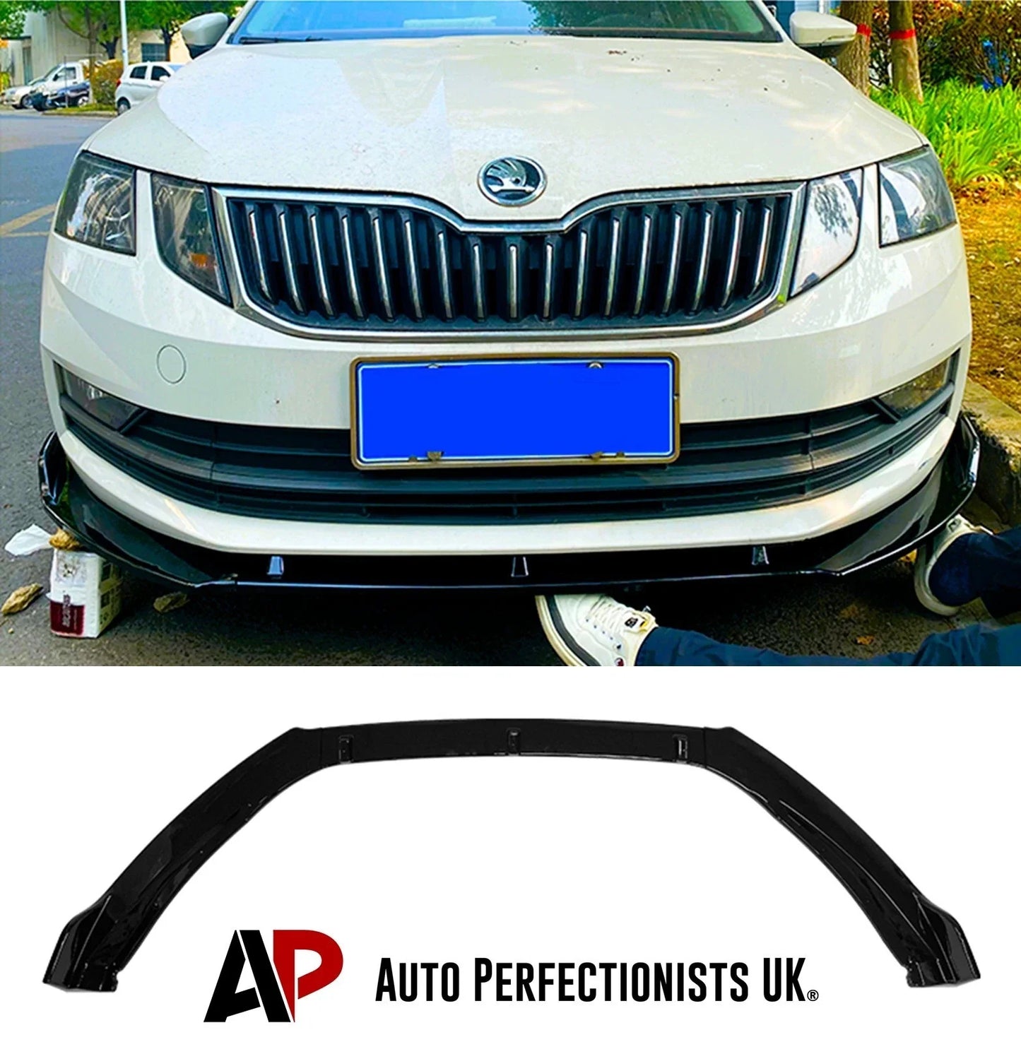 Skoda Octavia Gloss Black Front Splitter Spoiler Lip Wing Body Kit 2014-2018