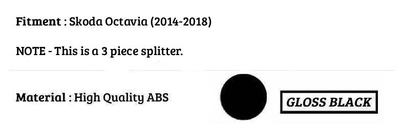 Skoda Octavia Gloss Black Front Splitter Spoiler Lip Wing Body Kit 2014-2018