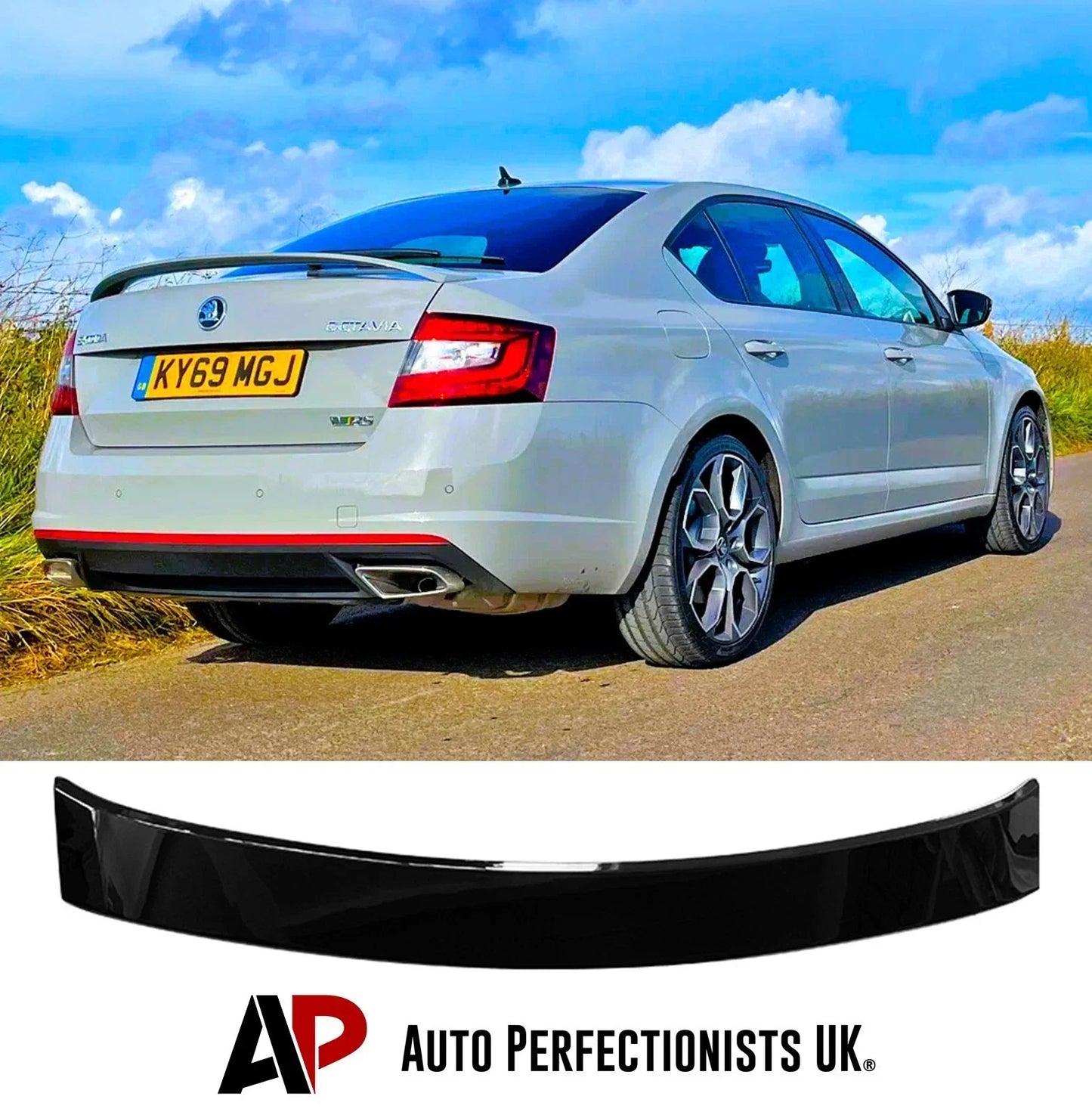 Skoda Octavia Gloss Black Rear VRS Style Boot Spoiler Lip Wing Body Kit 2014-18