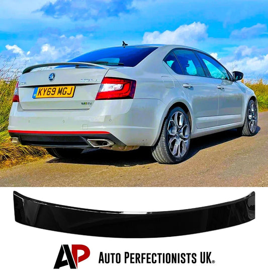Skoda Octavia Gloss Black Rear VRS Style Boot Spoiler Lip Wing Body Kit 2014-18