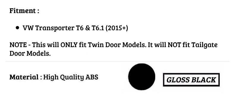 VW Transporter T6 Car Rear Roof Spoiler 2015-2024 Gloss Black