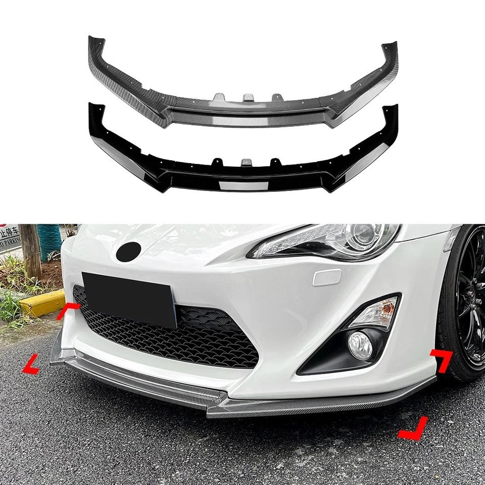 For Toyota GT86 Prefacelift Gloss Black Front Splitter Body Kit 12-16