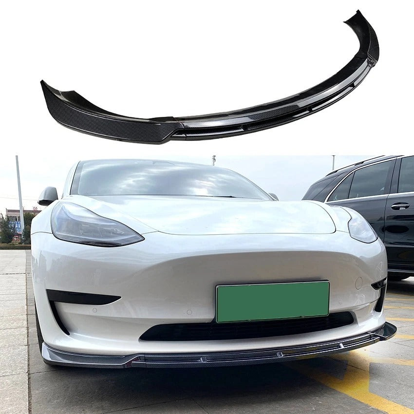 For Tesla Model 3 Gloss Black Front Splitter Body Kit Wing Aero 2017+
