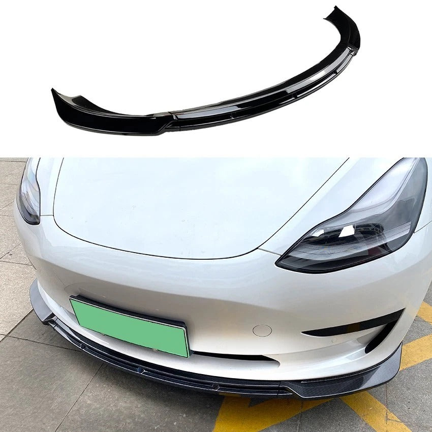 For Tesla Model 3 Gloss Black Front Splitter Body Kit Wing Aero 2017+