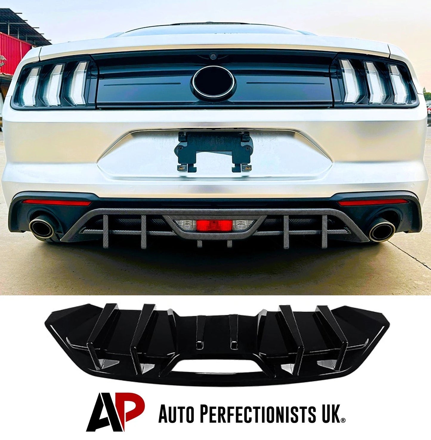 For Ford Mustang MK6.5 Gloss Black Rear Diffuser Lip Valance Bumper Body Kit 2018-23