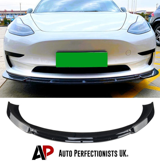 For Tesla Model 3 Gloss Black Front Splitter Body Kit Wing Aero 2017+