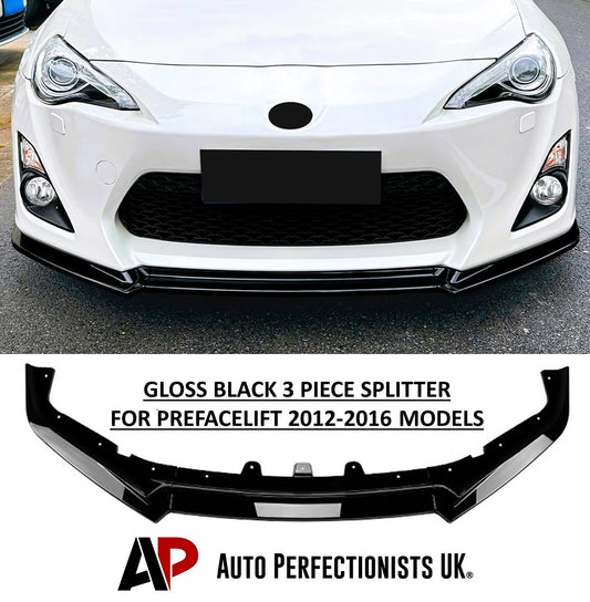 For Toyota GT86 Prefacelift Gloss Black Front Splitter Body Kit 12-16
