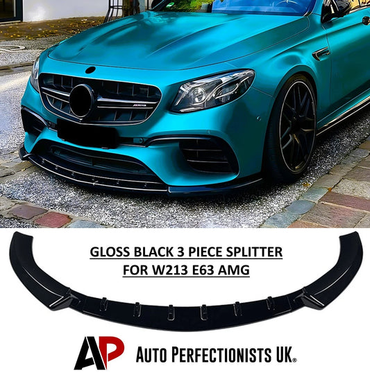 For Mercedes E63 AMG W213 Prefacelift Gloss Black Front Splitter 2016-20