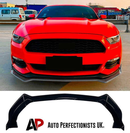 For Ford Mustang MK6 Gloss Black Front Splitter Body Kit Wing 2015-2017
