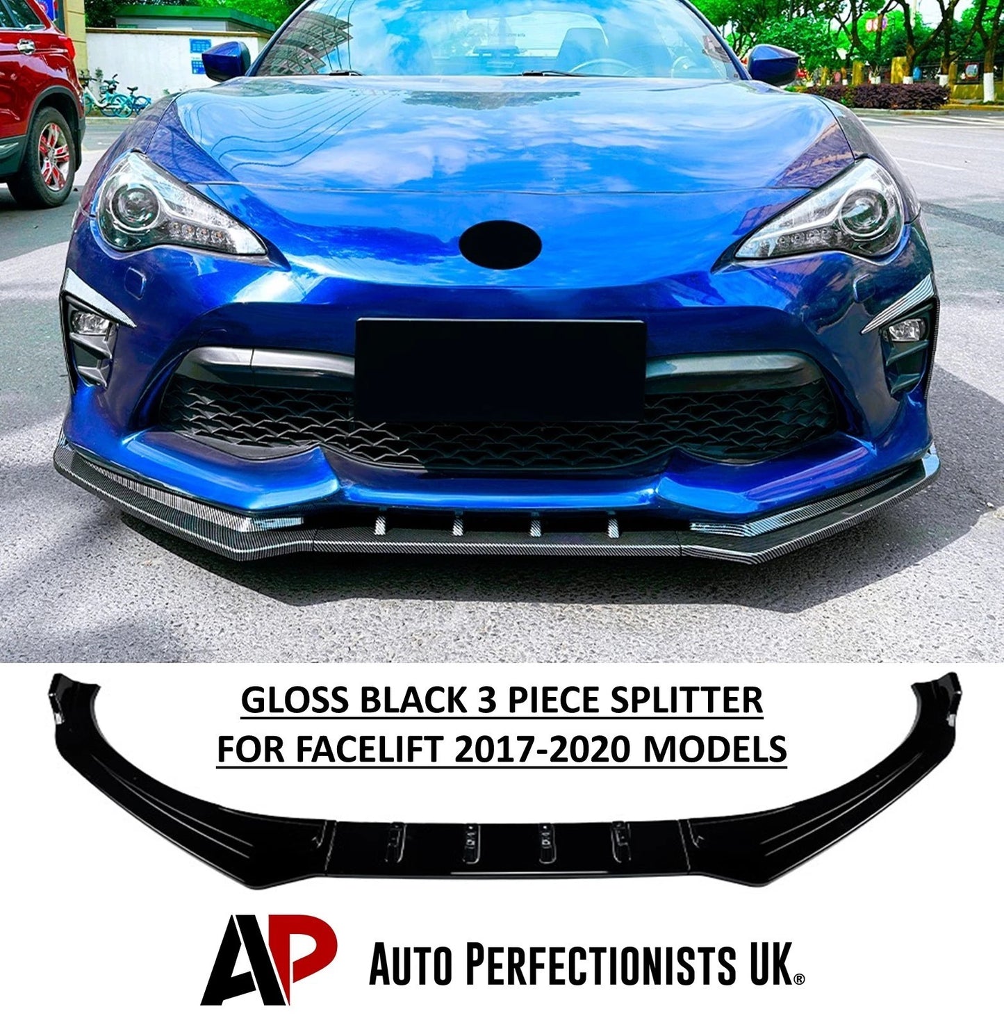 For Toyota GT86 Facelift Gloss Black Front Splitter Body Kit Aero 17-20