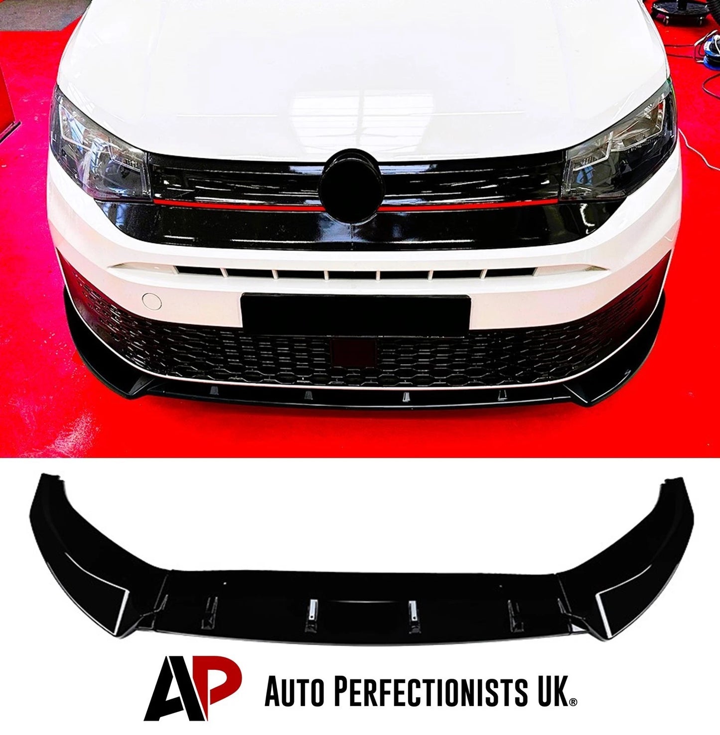 For VW Caddy/Maxi Van Sportline Gloss Black Front Splitter Body Kit 20+