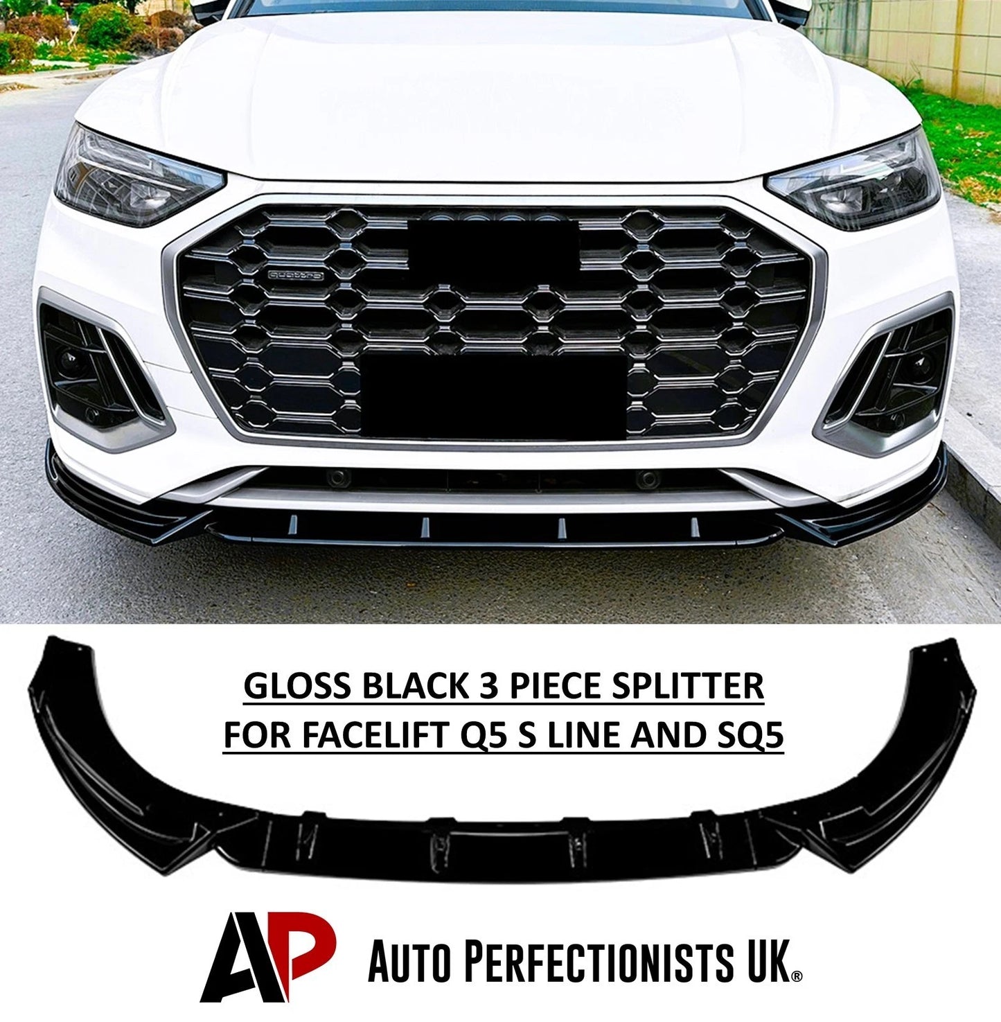 For Audi Q5 SQ5 S Line FY Gloss Black Front Splitter Body Kit 2020+