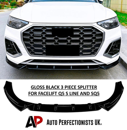 For Audi Q5 SQ5 S Line FY Gloss Black Front Splitter Body Kit 2020+