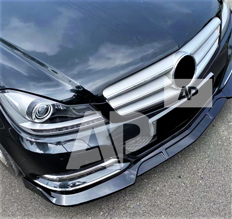 Mercedes C Class C63 AMG Brabus Style W204 Gloss Black Front Splitter Lip 11-15